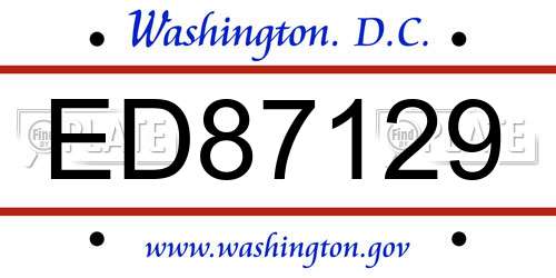 ED87129 District Of Columbia License Plate