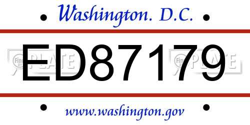 ED87179 District Of Columbia License Plate