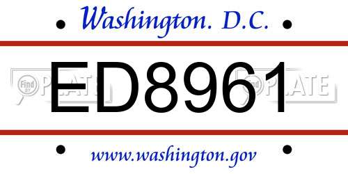 ED8961 District Of Columbia License Plate