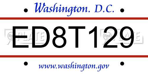ED8T129 District Of Columbia License Plate