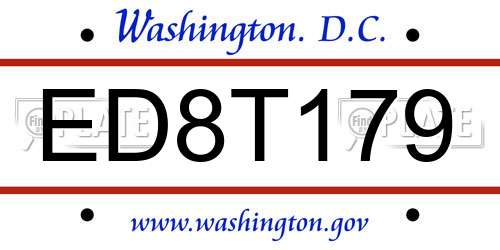 ED8T179 District Of Columbia License Plate