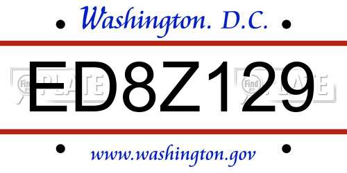 ED8Z129 District Of Columbia License Plate