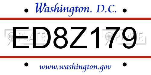 ED8Z179 District Of Columbia License Plate