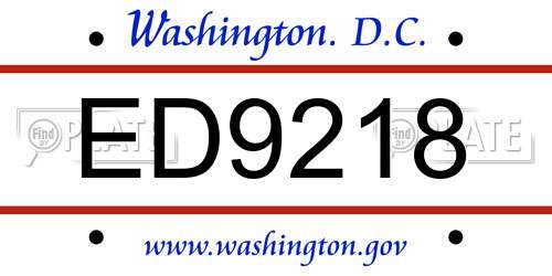 ED9218 District Of Columbia License Plate