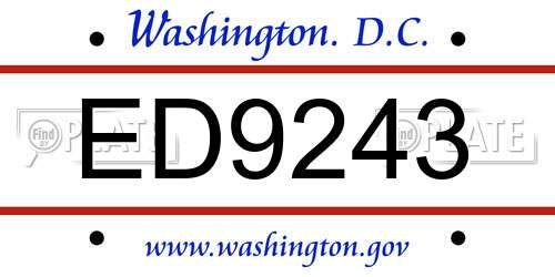 ED9243 District Of Columbia License Plate