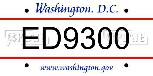 ED9300 District Of Columbia License Plate