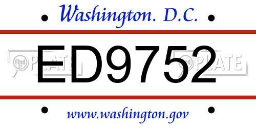 ED9752 District Of Columbia License Plate