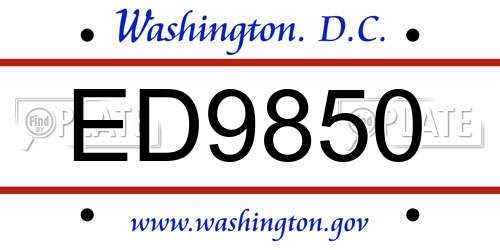 ED9850 District Of Columbia License Plate