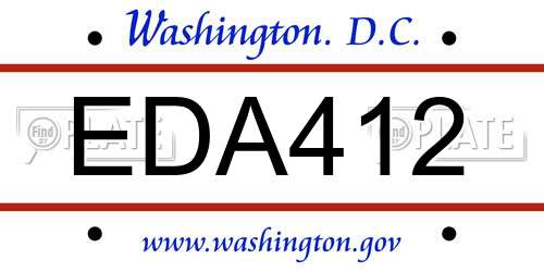 EDA412 District Of Columbia License Plate