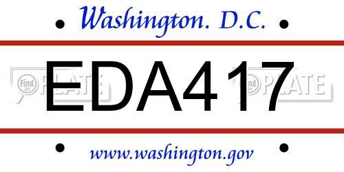 EDA417 District Of Columbia License Plate
