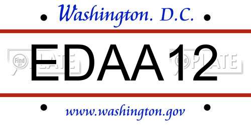 EDAA12 District Of Columbia License Plate