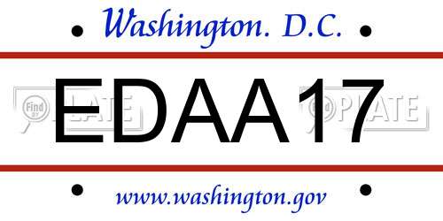 EDAA17 District Of Columbia License Plate