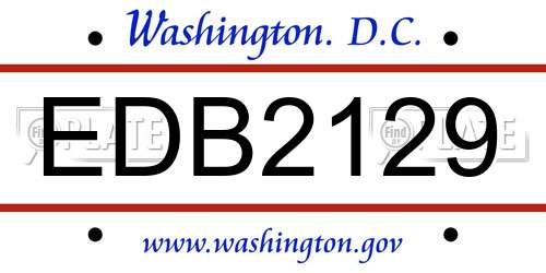 EDB2129 District Of Columbia License Plate