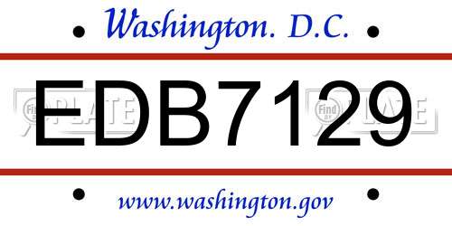 EDB7129 District Of Columbia License Plate
