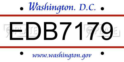 EDB7179 District Of Columbia License Plate