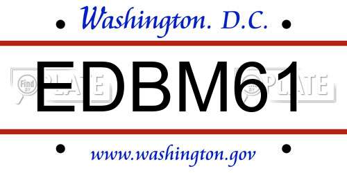 EDBM61 District Of Columbia License Plate