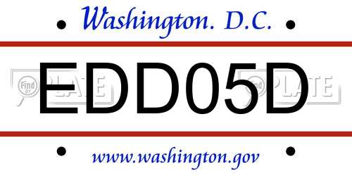 EDD05D District Of Columbia License Plate