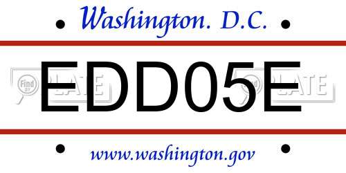 EDD05E District Of Columbia License Plate