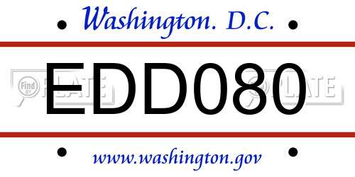 EDD080 District Of Columbia License Plate