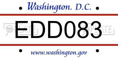 EDD083 District Of Columbia License Plate
