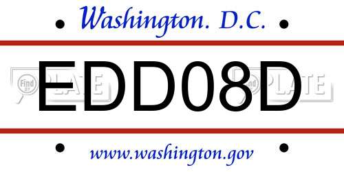 EDD08D District Of Columbia License Plate