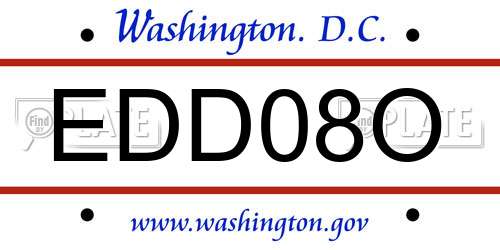 EDD08O District Of Columbia License Plate