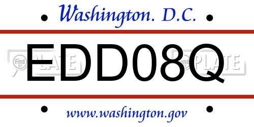 EDD08Q District Of Columbia License Plate