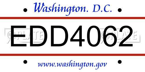 EDD4062 District Of Columbia License Plate