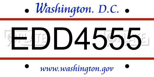 EDD4555 District Of Columbia License Plate