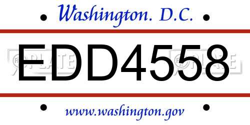 EDD4558 District Of Columbia License Plate