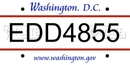 EDD4855 District Of Columbia License Plate