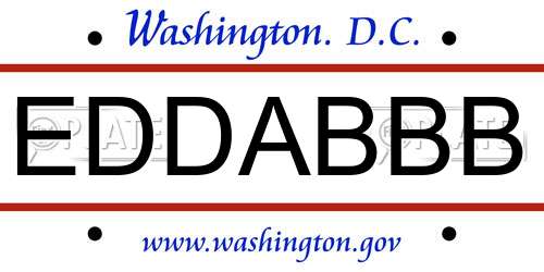 EDDABBB District Of Columbia License Plate