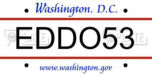 EDDO53 District Of Columbia License Plate