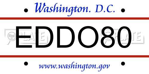 EDDO80 District Of Columbia License Plate