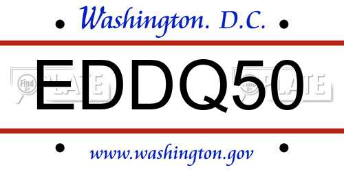 EDDQ50 District Of Columbia License Plate