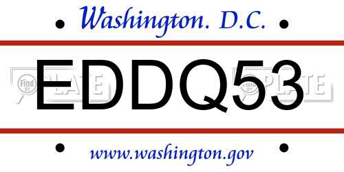 EDDQ53 District Of Columbia License Plate