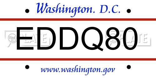 EDDQ80 District Of Columbia License Plate