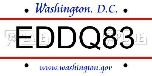 EDDQ83 District Of Columbia License Plate