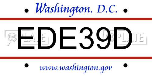 EDE39D District Of Columbia License Plate