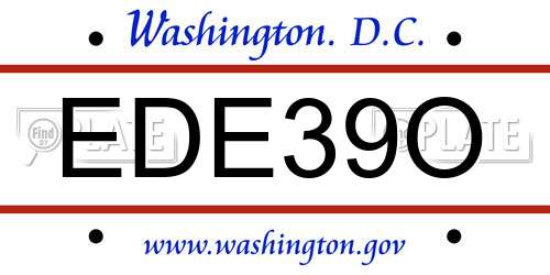 EDE39O District Of Columbia License Plate