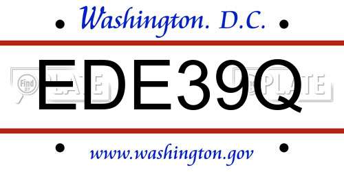 EDE39Q District Of Columbia License Plate