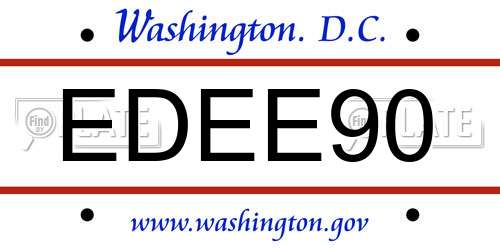 EDEE90 District Of Columbia License Plate