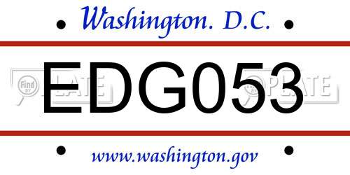 EDG053 District Of Columbia License Plate