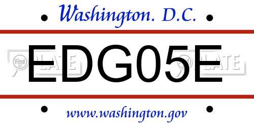 EDG05E District Of Columbia License Plate