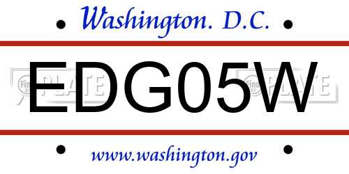 EDG05W District Of Columbia License Plate