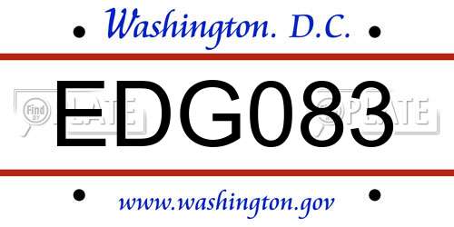 EDG083 District Of Columbia License Plate