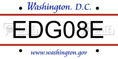 EDG08E District Of Columbia License Plate