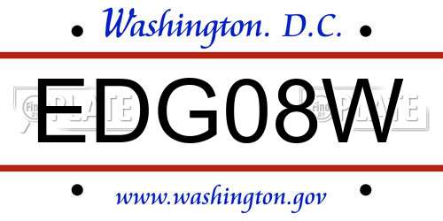 EDG08W District Of Columbia License Plate