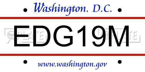 EDG19M District Of Columbia License Plate