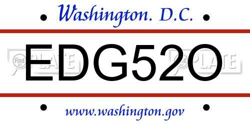 EDG52O District Of Columbia License Plate